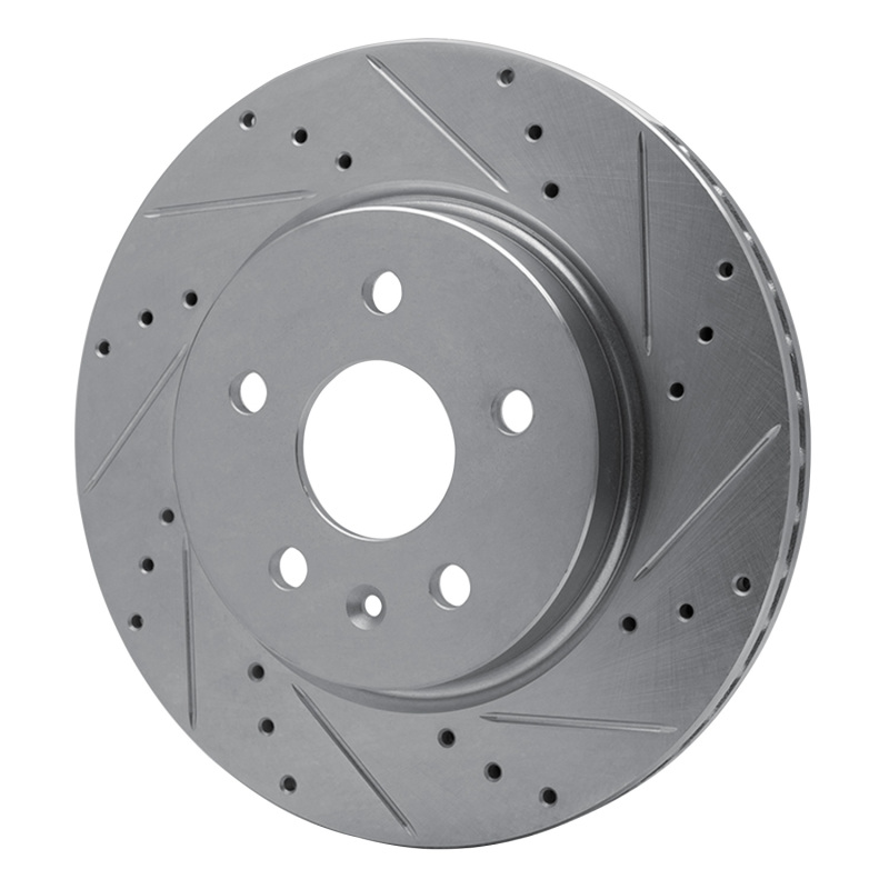 Buick Regal Brake Rotor (1) - Rear Right - R1 Concepts - Drilled & Slotted - Silver - `10-`25